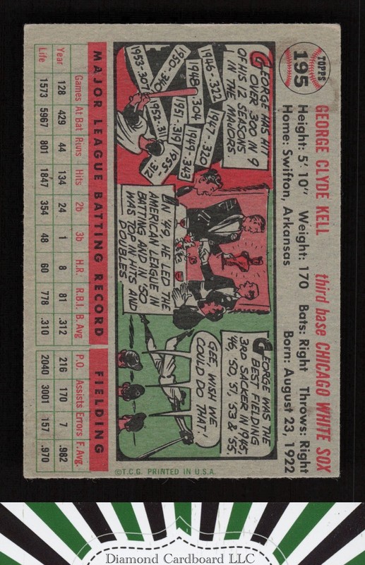 1956 Topps #195 George Kell VGEX l, back