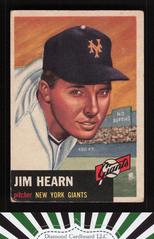 1953 Topps #38 Jim Hearn GD b, front