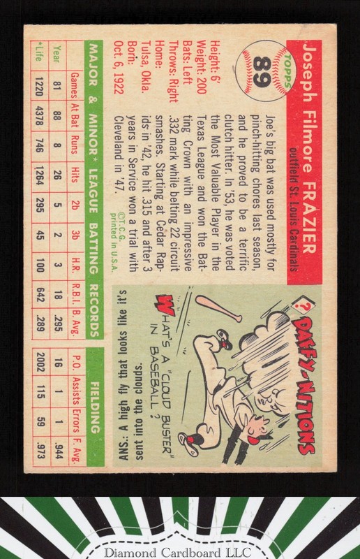 1955 Topps #89 Joe Frazier VGEX+ t, back