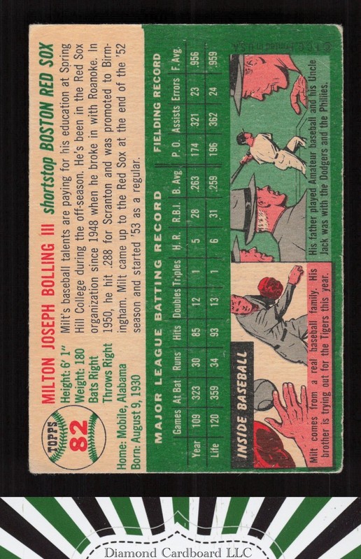 1954 Topps #82 Milt Bolling GD+ j, back