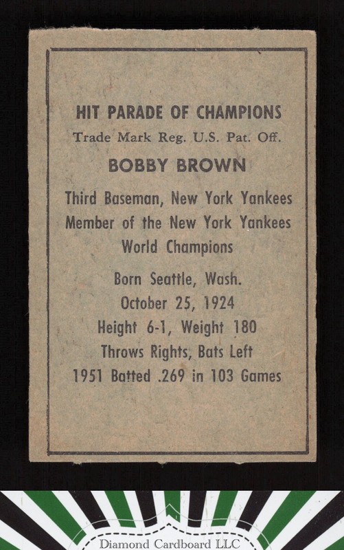 1952 Berk Ross # Bobby Brown EXMT, back
