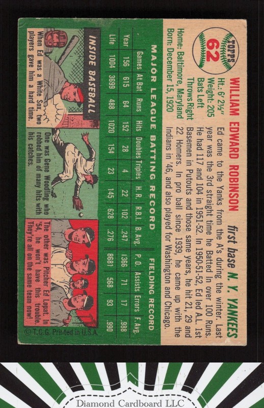 1954 Topps #62 Eddie Robinson VG+ j, back