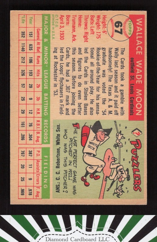 1955 Topps #67b Wally Moon VGEX g, back