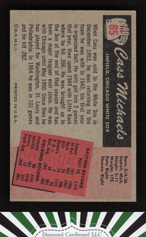 1955 Bowman #85 Cass Michaels EX, back