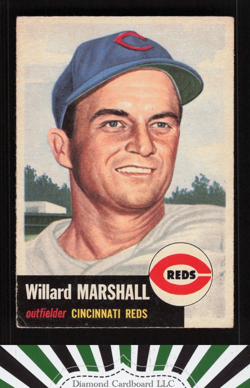 1953 Topps #95 Willard Marshall : Bio uses white text VGEX [CENTERED] e, front