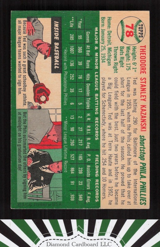 1954 Topps #78 Ted Kazanski EX l, back