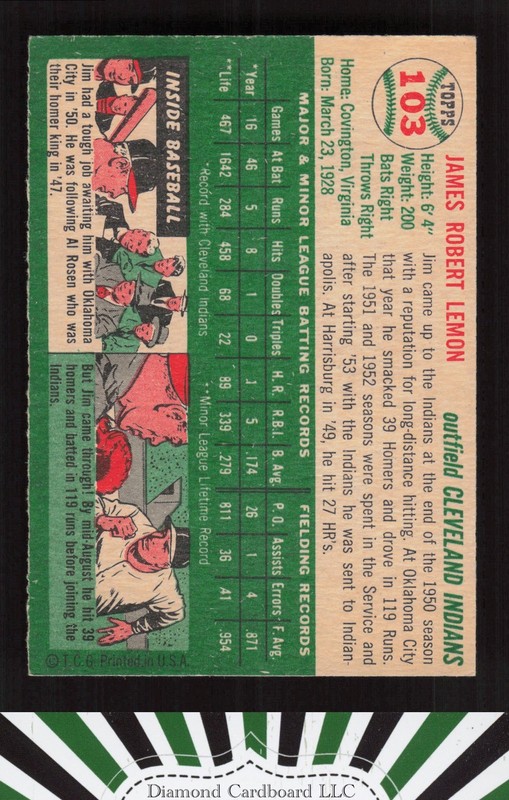 1954 Topps #103 Jim Lemon EXMT+ b, back