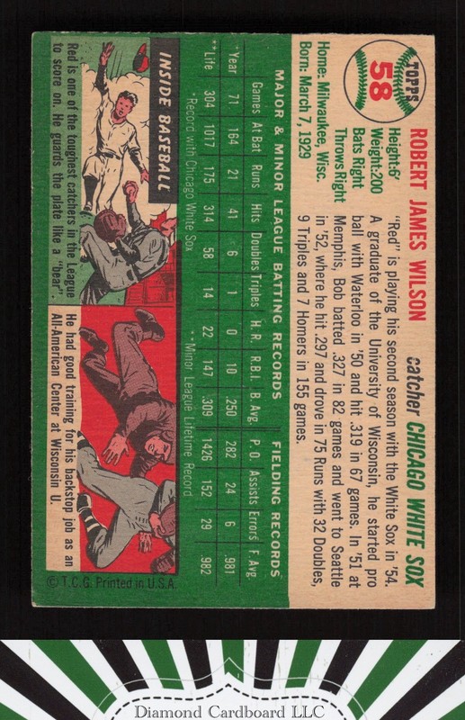 1954 Topps #58 Bob Wilson VG f, back