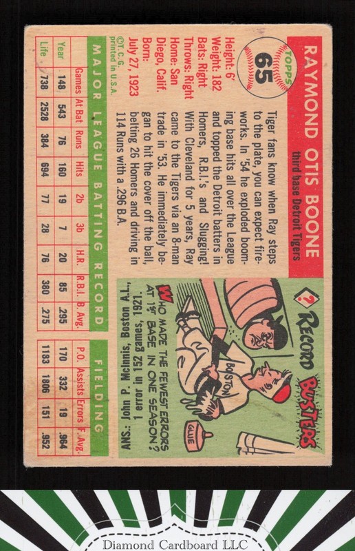 1955 Topps #65 Ray Boone VG+ e, back