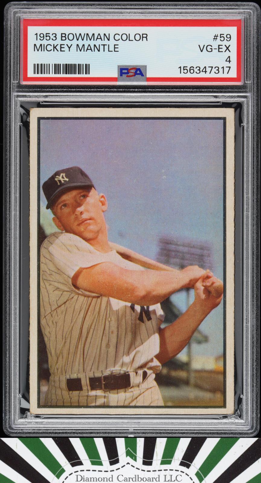1953 Bowman Color #59 Mickey Mantle PSA 4 [GREAT EYE APPEAL], front
