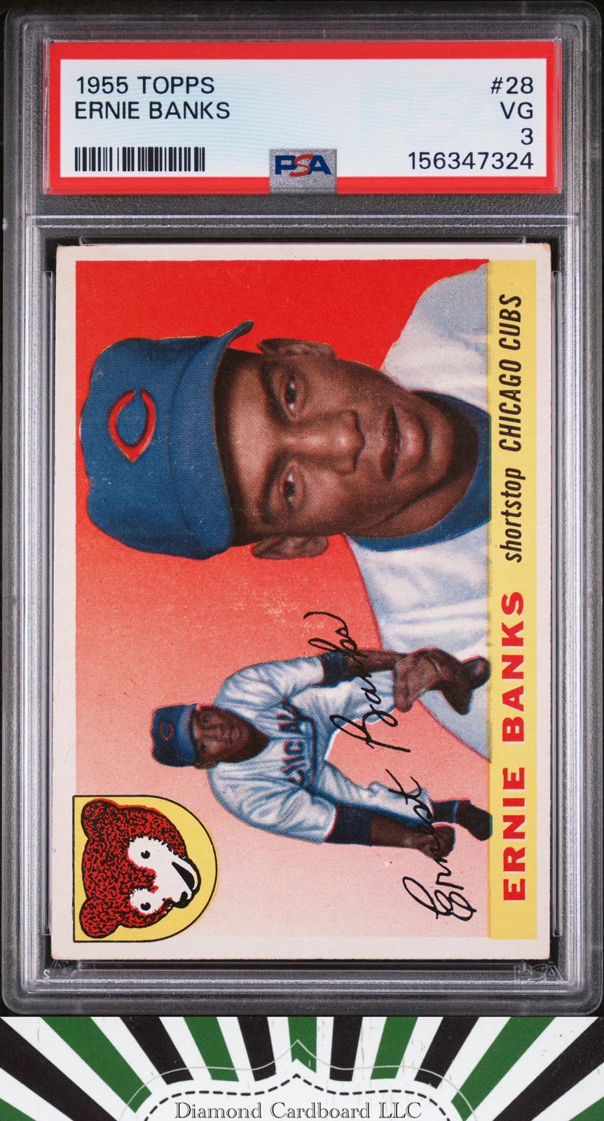 1955 Topps #28 Ernie Banks PSA 3 [GREAT EYE APPEAL], front