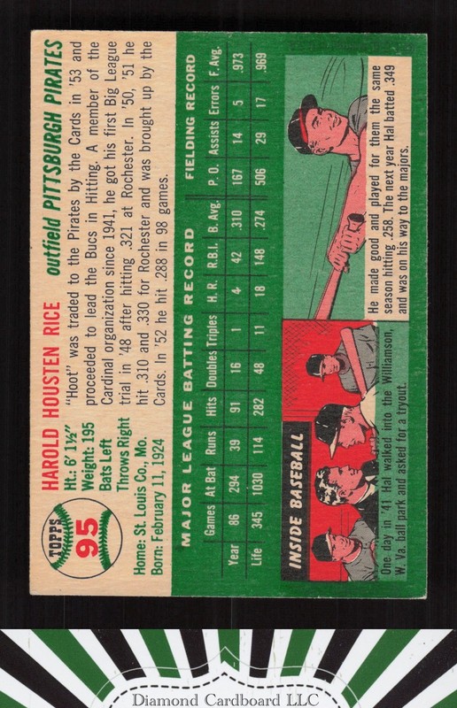 1954 Topps #95 Hal Rice EX m, back