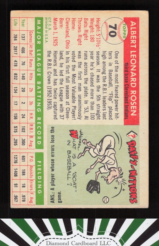 1955 Topps #70 Al Rosen VG+ a, back