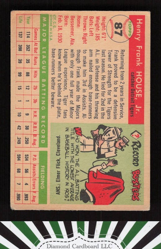 1955 Topps #87 Frank House VG a, back