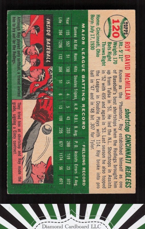 1954 Topps #120 Roy McMillan EX h, back