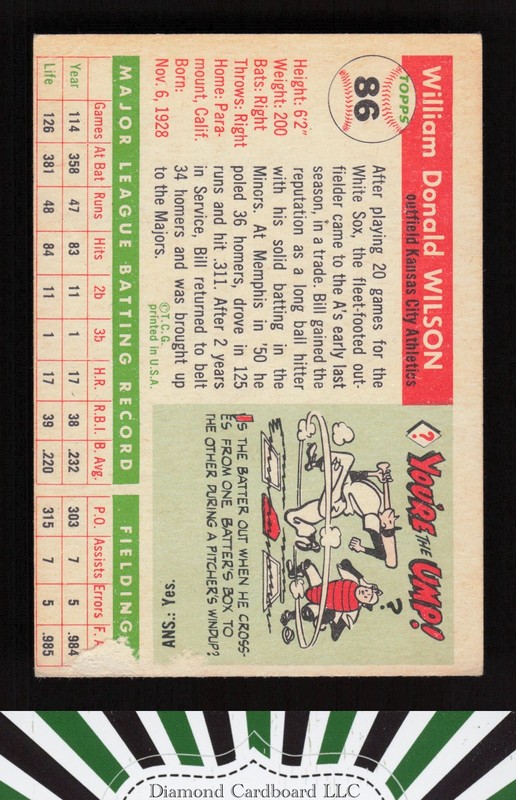 1955 Topps #86 Bill Wilson VGEX e, back