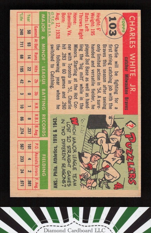 1955 Topps #103 Charlie White EXMT j, back