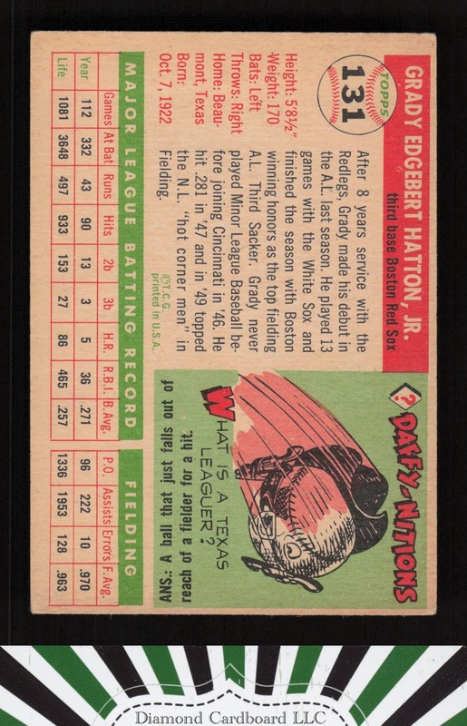 1955 Topps #131 Grady Hatton VGEX d, back