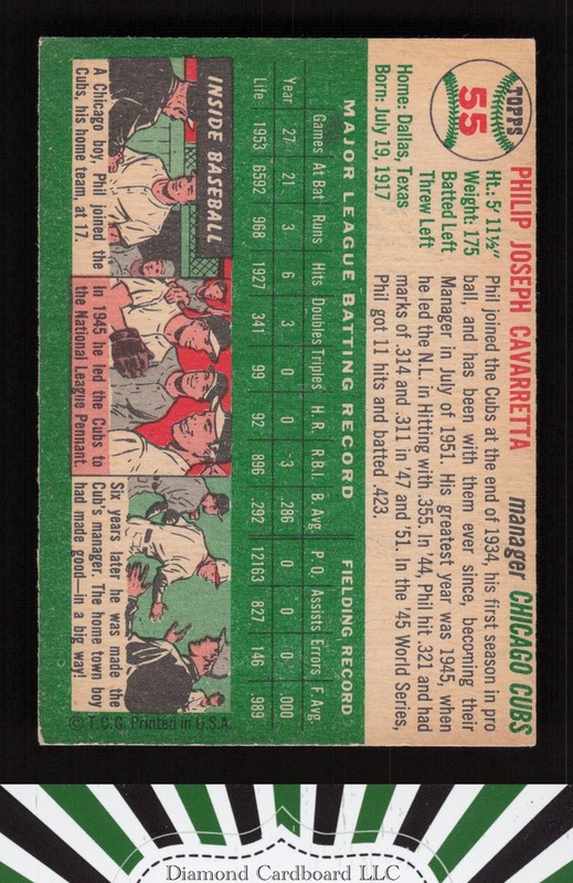 1954 Topps #55 Phil Cavarretta VGEX+ n, back