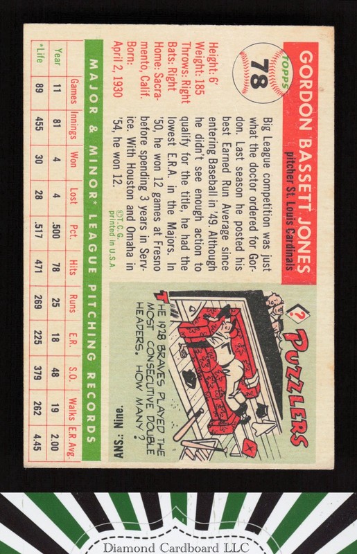 1955 Topps #78 Gordon Jones VGEX f, back