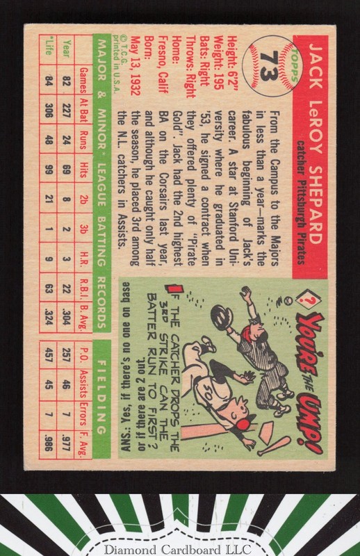 1955 Topps #73 Jack Shepard EX [CENTERED] m, back