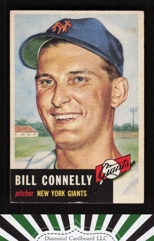 1953 Topps #126 Bill Connelly : Bio uses white text VG a, front