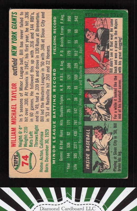 1954 Topps #74 Bill Taylor GD h, back