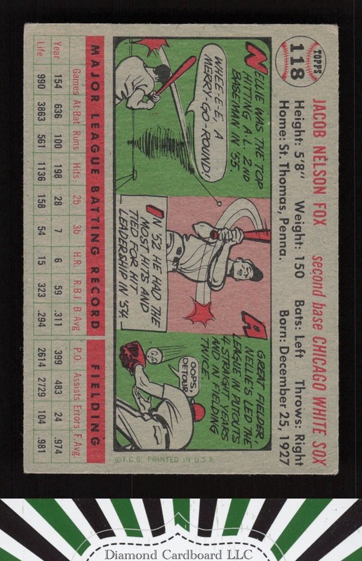 1956 Topps #118 Nellie Fox VG e, back