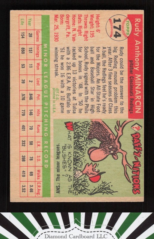 1955 Topps #174 Rudy Minarcin EX+ k, back