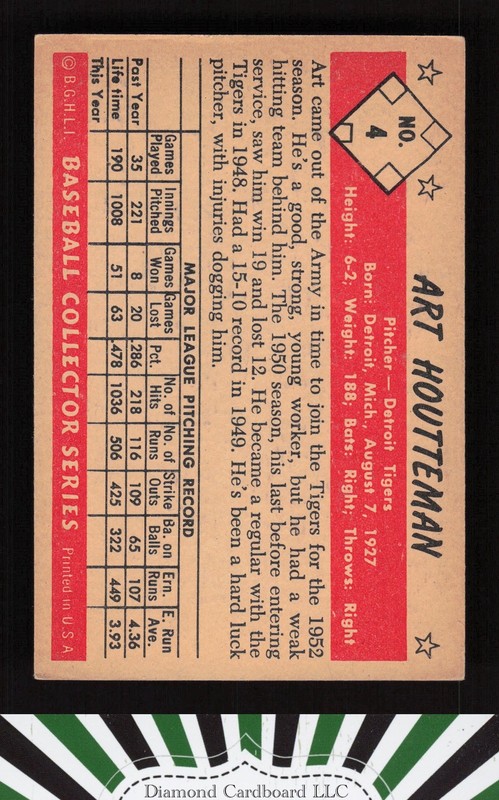 1953 Bowman Color #4 Art Houtteman VGEX b, back