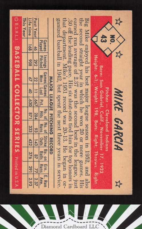 1953 Bowman Color #43 Mike Garcia VGEX a, back