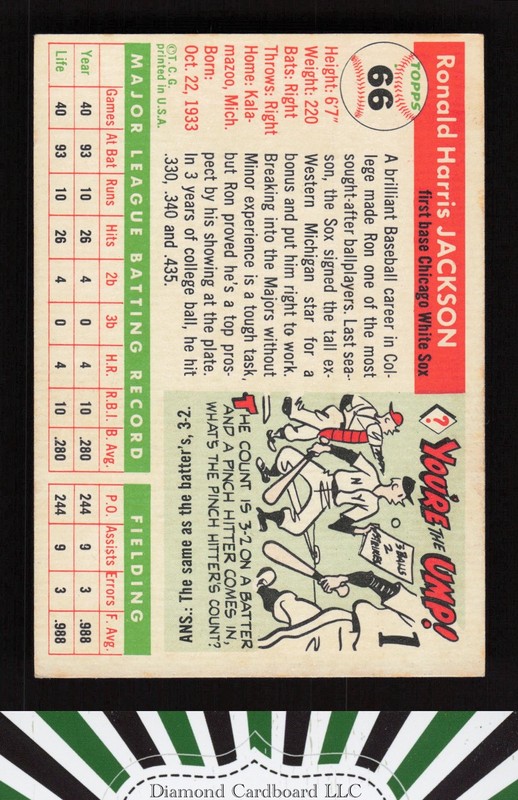 1955 Topps #66 Ron Jackson VGEX f, back