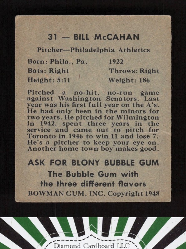1948 Bowman #31 Bill McCahan VG c, back