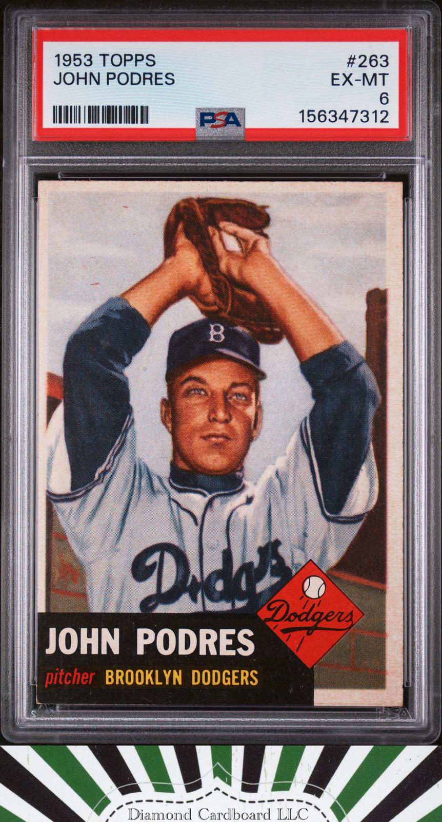 1953 Topps #263 John Podres PSA 6, front