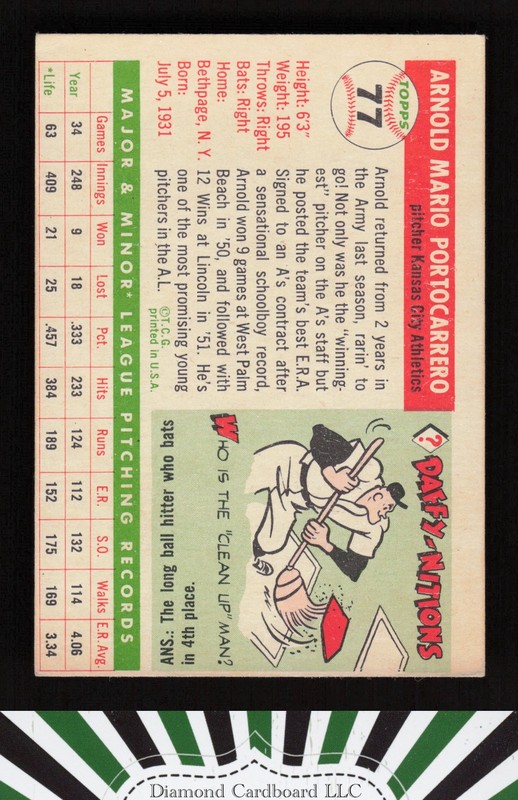1955 Topps #77 Arnold Portocarrero VGEX f, back