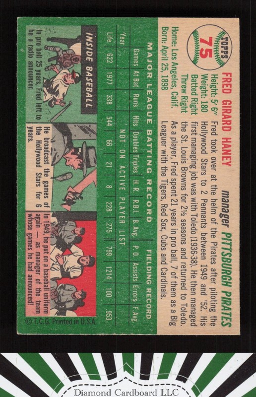 1954 Topps #75 Fred Haney EXMT i, back