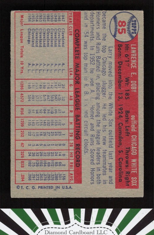 1957 Topps #85 Larry Doby VGEX c, back