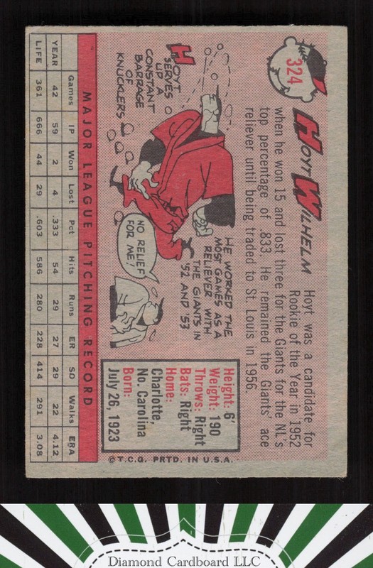 1958 Topps #324 Hoyt Wilhelm VG b, back