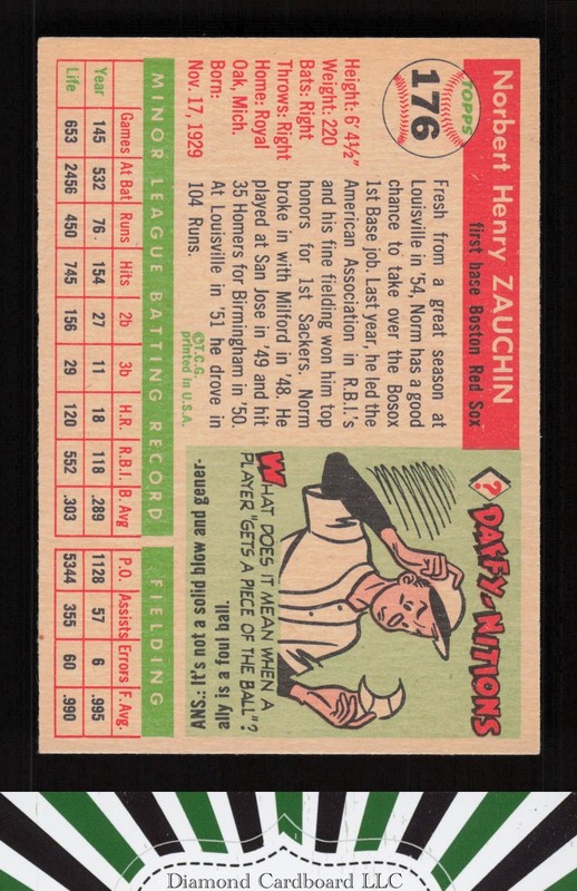 1955 Topps #176 Norm Zauchin EXMT i, back
