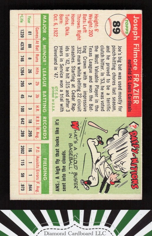 1955 Topps #89 Joe Frazier GD f, back