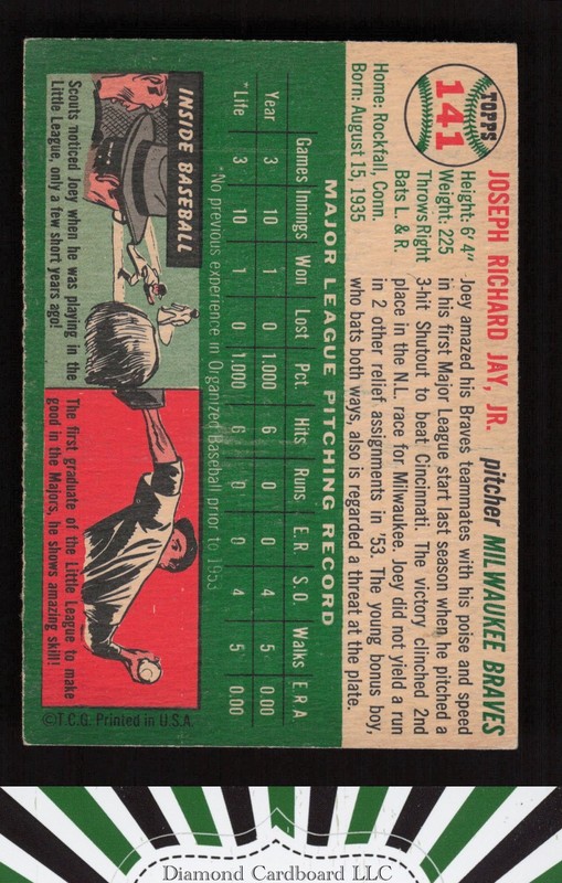 1954 Topps #141 Joe Jay VG i, back
