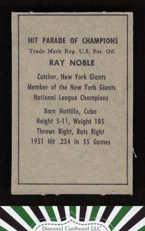 1952 Berk Ross Ray Noble EXMT [NICELY CENTERED], back