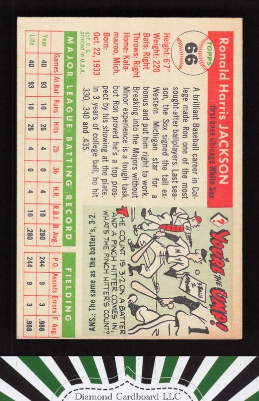 1955 Topps #66 Ron Jackson VGEX n, back