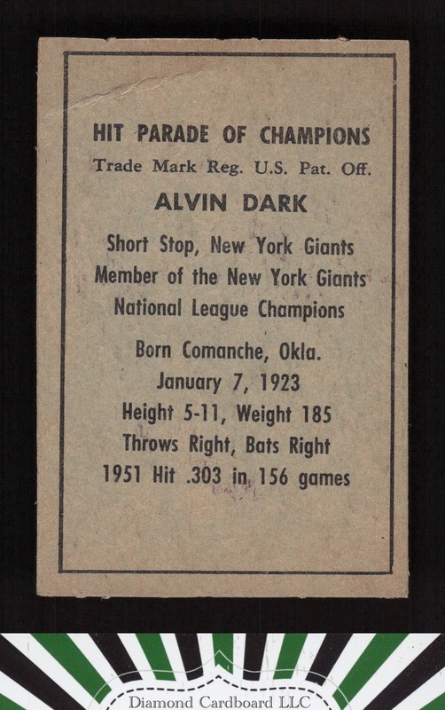 1952 Berk Ros Alvin Dark VG, back