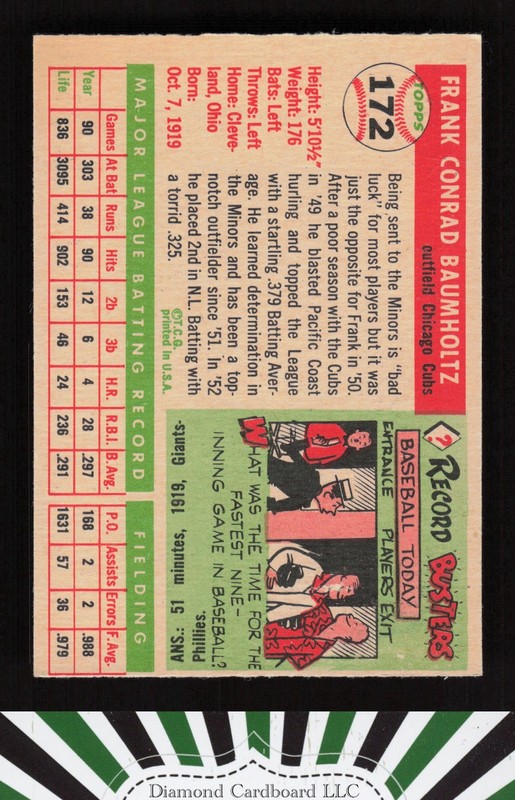 1955 Topps #172 Frank Baumholtz VGEX f, back