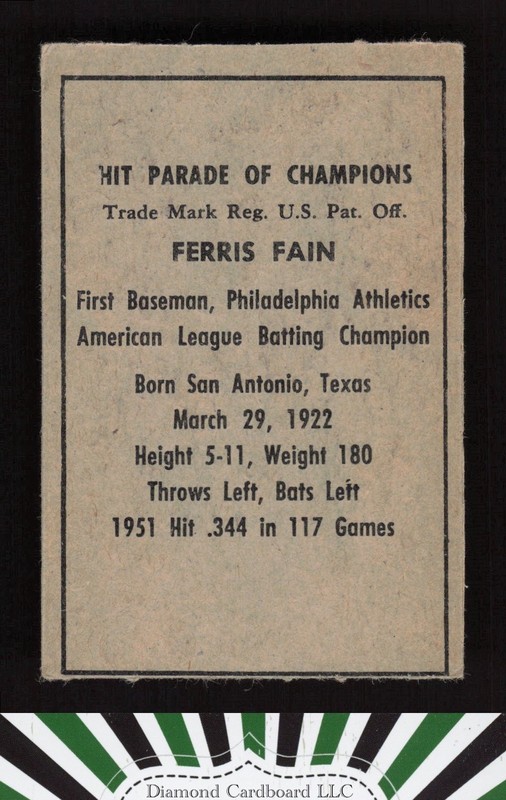 1952 Berk Ross # Ferris Fain VGEX a, back
