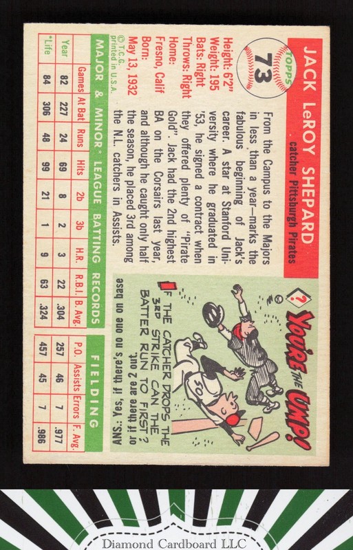 1955 Topps #73 Jack Shepard VGEX+ d, back