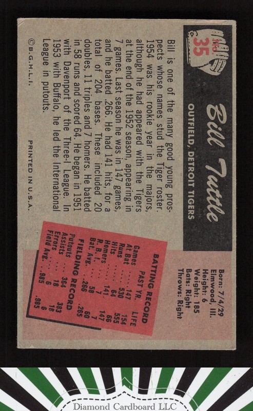 1955 Bowman #35 Bill Tuttle VGEX, back