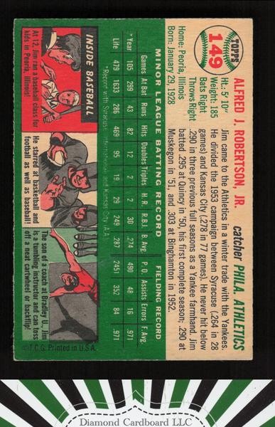 1954 Topps #149 Jim Robertson VG [NICELY CENTERED] j, back