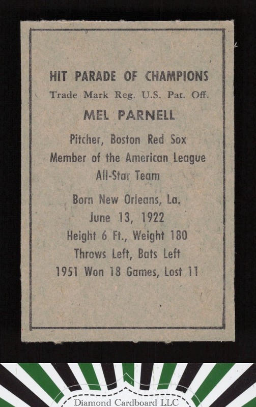 1952 Berk Ross # Mel Parnell NM, back